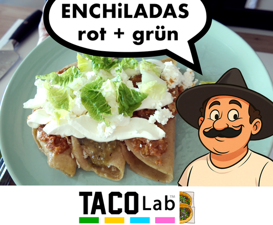 Verkostung am 28.8. im Nordbahnviertel / Erstes Menü ENCHiLADAS mit Hühn u. rot/grün Salsa + Getränke All-in